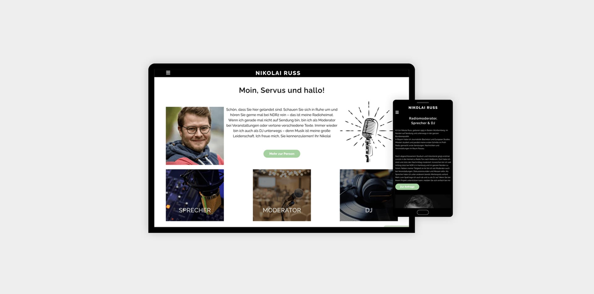 Webdesign mediendiele für Radiomoderator Nikolai Russ