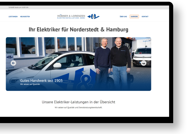 Erfolgreiches Webdesign für Hübner & Lorenzen